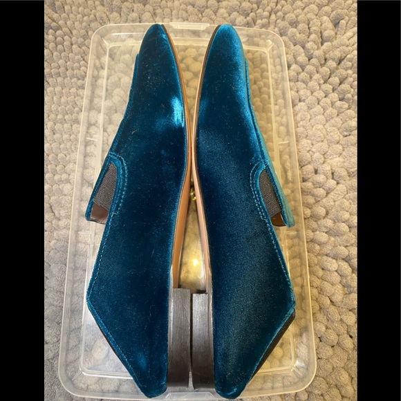 J. CREW Teal Blue Velvet Convertible Flats - Picture 4 of 6
